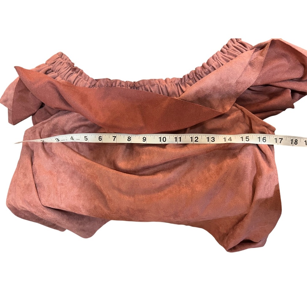 Young Fabulous & Broke Dusty Rose Faux Suede Off Shoulder Ruffle Top Small NWT - Picture 7 of 7